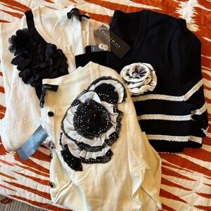 3 White House Black Market Black and White Cardigans NWT